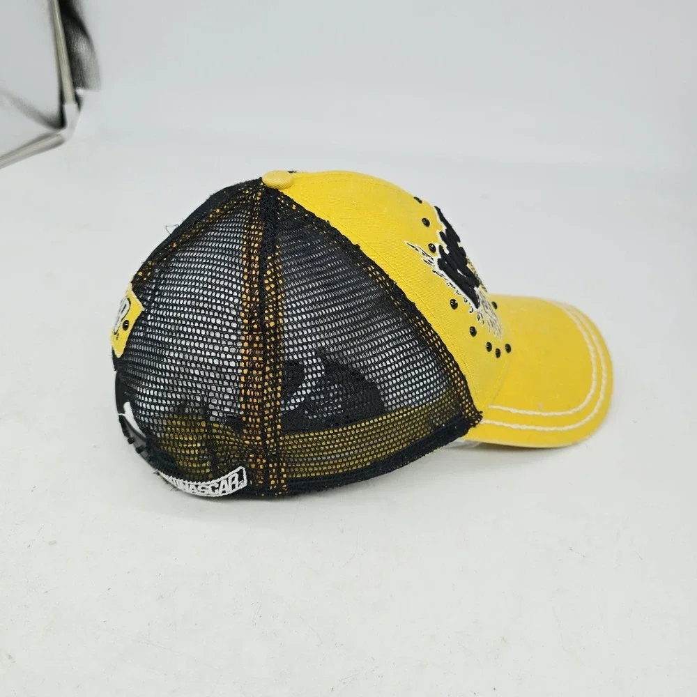 Kyle Busch Trucker Hat Nascar M&M's Racing‎ Mesh Back Yellow Wings Y2K Studded